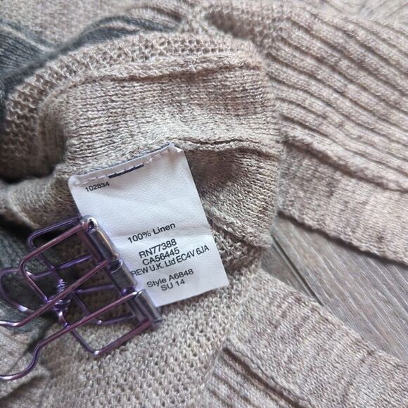 Madewell 100% Linen Knit Cardigan Sweater Color block size small - Picture 5 of 6